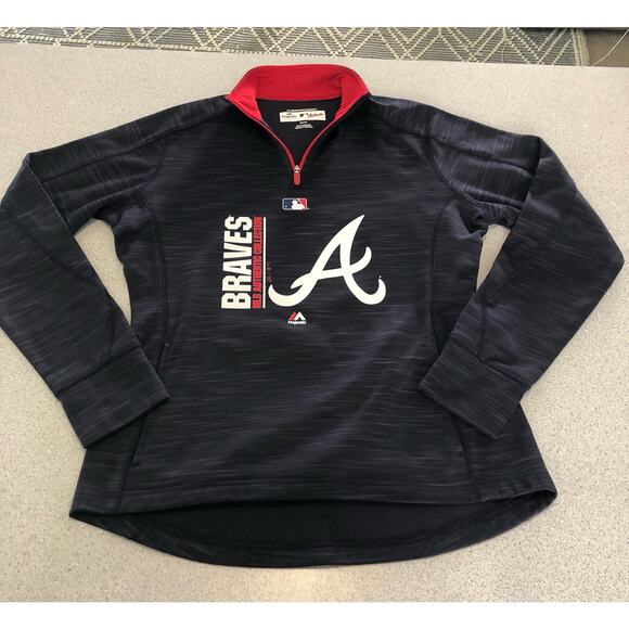 Women's Atlanta Braves Quarterzip Sweatshirt Jacket - Picture 1 of 5